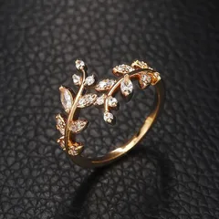 New Leaves Ring Copper Set Zircon Men's And Women's Opening Adjustable Size Ring Cool Style Personalized Hand Ornament 2