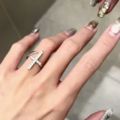 Cross Open Ring For Women In Metal Featuring Electroplated Finish