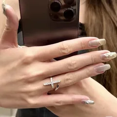 Cross Open Ring For Women In Metal Featuring Electroplated Finish 3