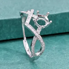 Crown Open Ring For Unisex Made Of Copper With Zircon Inlay Featuring Electroplated Finish 2