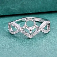 Crown Open Ring For Unisex Made Of Copper With Zircon Inlay Featuring Electroplated Finish 3