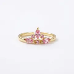 Sweet Crown Ring For Women In Copper Alloy With Real Gold Plating And Rhinestone Inlay 2