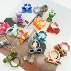 Cute Bow Knot Resin Women's Open Rings
