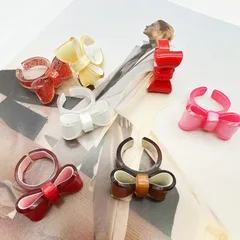 Cute Bow Knot Resin Women's Open Rings 3