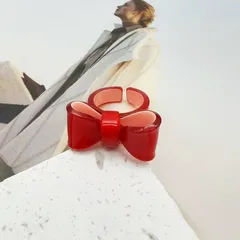 Cute Bow Knot Resin Women's Open Rings 5