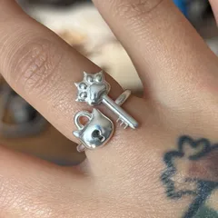 Cute Cat Open Ring For Women In Electroplated Alloy Featuring Three-Dimensional Craftsmanship 2