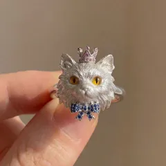 Cute Cat Open Ring For Women In Silver Alloy Featuring An Adorable Design 2