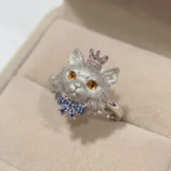 Cute Cat Open Ring For Women In Silver Alloy Featuring An Adorable Design 3