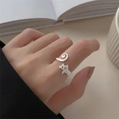 Cute Cat Open Ring For Women Made Of Zinc Alloy Featuring Electroplated Finish