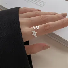 Cute Cat Open Ring For Women Made Of Zinc Alloy Featuring Electroplated Finish 2