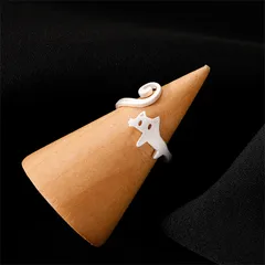 Cute Cat Open Ring For Women Made Of Zinc Alloy Featuring Electroplated Finish 4