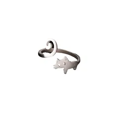 Cute Cat Open Ring For Women Made Of Zinc Alloy Featuring Electroplated Finish 5