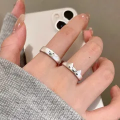 Cute Cat Rings For Unisex Featuring 2 Pieces Set Made Of Metal 2