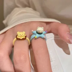 Cute Funny Cartoon Animal Open Ring For Women Niche Design Creative Simple Stylish Fashion All-Match Ring 2