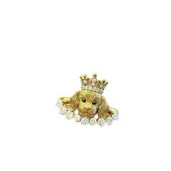 Cute Gold Alloy Dog Open Ring For Women Featuring Rhinestones 5
