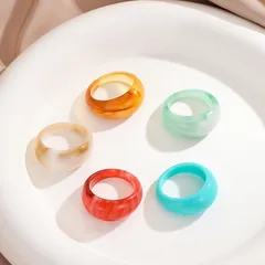 Cute Solid Color Acrylic Rings For Women, 1 Set