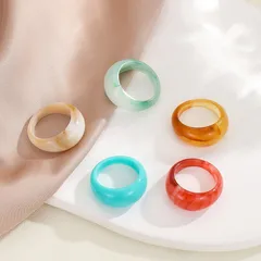 Cute Solid Color Acrylic Rings For Women, 1 Set 2