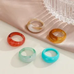 Cute Solid Color Acrylic Rings For Women, 1 Set 4