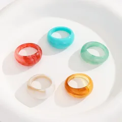 Cute Solid Color Acrylic Rings For Women, 1 Set 5