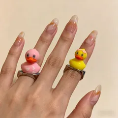 Cute Yellow Duck Wide Band Ring For Women In Alloy With Enamel Finish 2