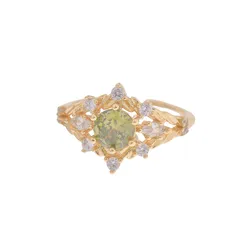 D313 French Design Exquisite Hollow Color Zircon Ring Open Light Luxury Purple Olive Green Index Finger Ring 5