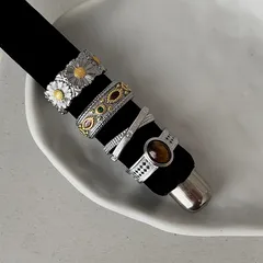 Daisy Bohemian Rings For Women In Electroplated Metal With Zircon Inlay, Available In Colour