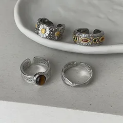 Daisy Bohemian Rings For Women In Electroplated Metal With Zircon Inlay, Available In Colour 2