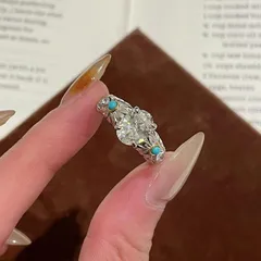 Daisy Open Ring For Women In Silver, Electroplated Copper With Zircon Inlay