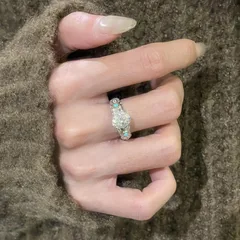 Daisy Open Ring For Women In Silver, Electroplated Copper With Zircon Inlay 3