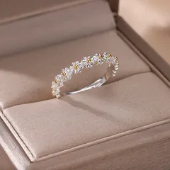 Daisy Waterproof Non Tarnish Copper Ring For Women Featuring 18K Real Gold Plated With 0.03µm Thickness, Perfect For Valentine's Day 3