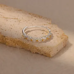 Daisy Waterproof Non Tarnish Copper Ring For Women Featuring 18K Real Gold Plated With 0.03µm Thickness, Perfect For Valentine's Day 5