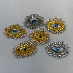 Devil's Eye Exaggerated Women's Ring Set In Gold With Rhinestones, Made Of Alloy 2