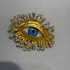 Devil's Eye Exaggerated Women's Ring Set In Gold With Rhinestones, Made Of Alloy 4