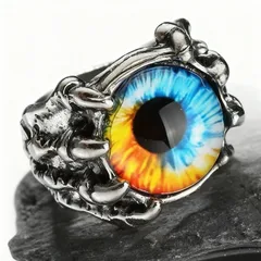 Devil's Eye Hip-Hop Ring For Women In Purple Alloy With Claw Setting 3