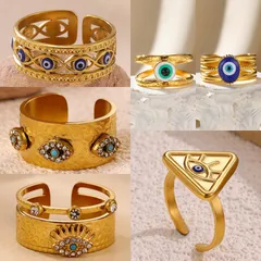Devil's Eye Open Ring For Women In Simple Style With 18K Real Gold Electroplated Finish