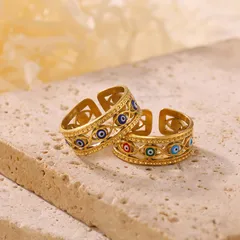 Devil's Eye Open Ring For Women In Simple Style With 18K Real Gold Electroplated Finish 2
