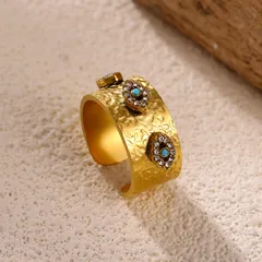 Devil's Eye Open Ring For Women In Simple Style With 18K Real Gold Electroplated Finish 3