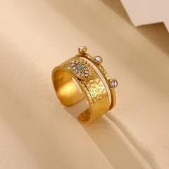 Devil's Eye Open Ring For Women In Simple Style With 18K Real Gold Electroplated Finish 4