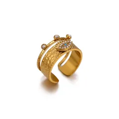 Devil's Eye Open Ring For Women In Simple Style With 18K Real Gold Electroplated Finish 5