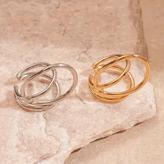 Double Layer Geometric Round Opening Ring Metal Sensation Simple Personality High End Feeling Hand Jewelry Women's Fashion Accessories 4
