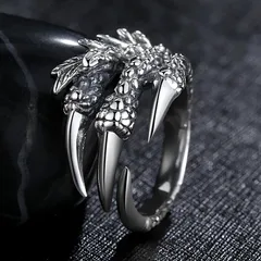 Dragon And Wish New Fashion Retro Ring Domineering Men's Personality Open Dragon Claw Ring Eagle Claw Exclusive