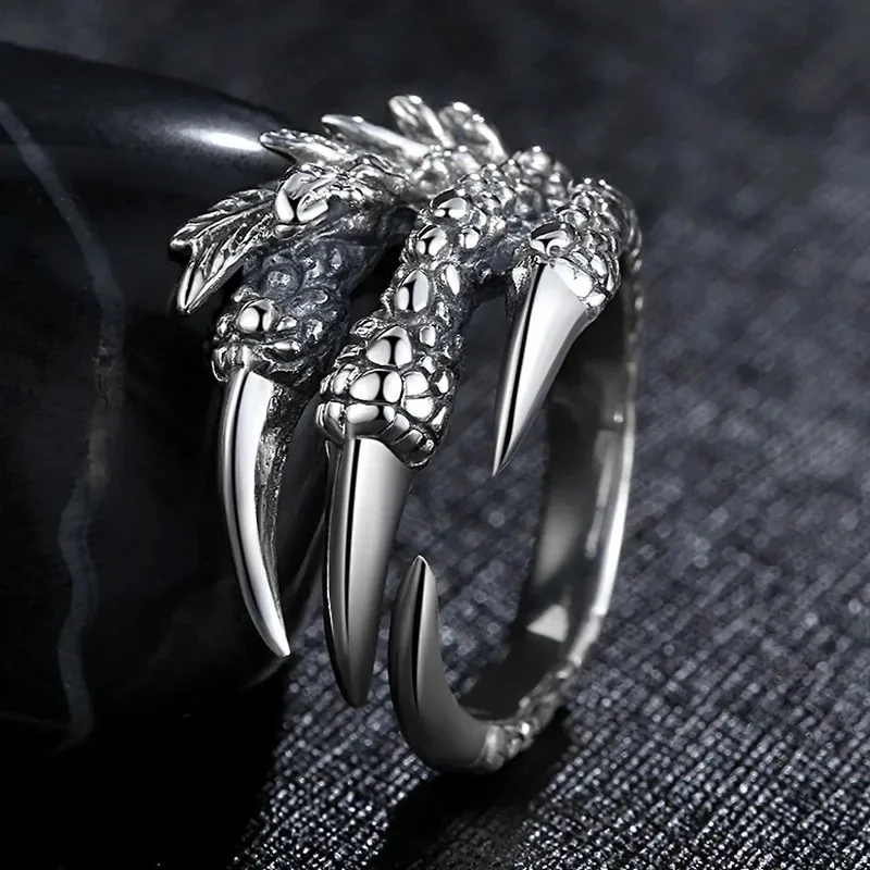 Dragon And Wish New Fashion Retro Ring Domineering Men's Personality Open Dragon Claw Ring Eagle Claw  Exclusive 5