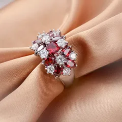 Dragon Hot Wish Luxury Red Diamond Fashion Ruby Ring  Zircon Personalized Creative Flower Ring 3