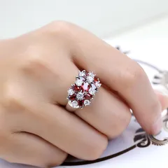Dragon Hot Wish Luxury Red Diamond Fashion Ruby Ring  Zircon Personalized Creative Flower Ring 4