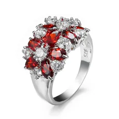 Dragon Hot Wish Luxury Red Diamond Fashion Ruby Ring  Zircon Personalized Creative Flower Ring 5
