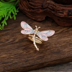 Dragonfly Ring For Women In Gold Zinc Alloy Featuring Enamel Craftsmanship 2