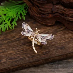 Dragonfly Ring For Women In Gold Zinc Alloy Featuring Enamel Craftsmanship 3