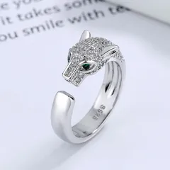 Jaguar Electroplated Alloy Open Ring For Unisex Featuring Zircon Inlay British Style