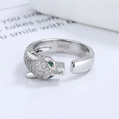 Jaguar Electroplated Alloy Open Ring For Unisex Featuring Zircon Inlay British Style 2
