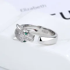 Jaguar Electroplated Alloy Open Ring For Unisex Featuring Zircon Inlay British Style 3